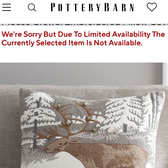Pottery Barn Moose Crewel Embroidered Pillow Cover with Jingle Bell Accents 🔔 - Picture 2 of 15